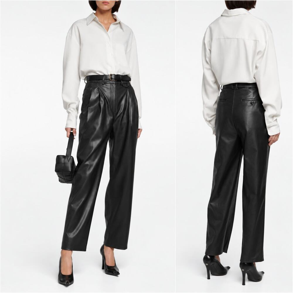 The Frankie Shop Pernille Faux Leather Trousers in Black size XS